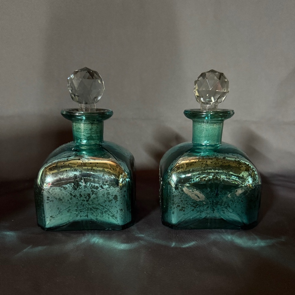 Glass decanter / Color Blue / Sold as a pair